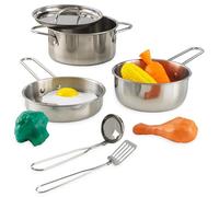KidKraft Set di Pentole e Padelle Giocattolo in Metallo Deluxe per Bambini, Giochi di Imitazione con Cibo Giocattolo, Set Giocattolo da Cucina, Accessori Cucina Bambini, 63186