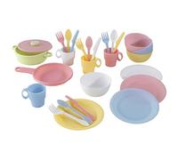 KidKraft Set di Pentole e Padelle Giocattolo Pastello da 27 Pezzi, Set Giocattolo da Cucina, Servizio da Tavola, Utensili di Cucina Giocattolo per Bambini, Accessori Cucina Bambini, 63027