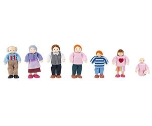KidKraft Set Famiglia di Bambole in Legno 7 Persone Mini Figure Mini Bambola (12 cm), Accessori per Casa delle Bambole, Giocattolo per Bambini 3+ Anni, 65202