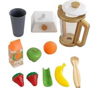 KidKraft Set Frullatore Smoothie Giocattolo Dorato in Legno, Set Mini Elettrodomestici con Cibo Giocattolo per Cucina per Bambini, Accessori Cucina Bambini, 53537
