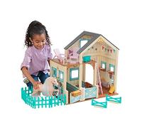KidKraft Sweet Meadow Scuderia Giocattolo con Cavallo, Casa delle Bambole in Legno con Accessori e Mobili Inclusi, Casa a 2 Livelli di Gioco, Giocattolo per Bambini 3+ Anni, 63534