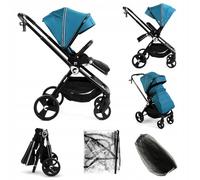 Kidnort Isbjörn Buggy Passeggino dalla nascita fino a 22 kg - sedile reversibile, ruote a 360°, funzione sdraiata e poggiapiedi, copertura parasole XXL, pieghevole con una sola mano, con parapioggia