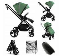 Kidnort Isbjörn Buggy Passeggino dalla nascita fino a 22 kg - sedile reversibile, ruote a 360°, funzione sdraiata e poggiapiedi, copertura parasole XXL, pieghevole con una sola mano, con parapioggia