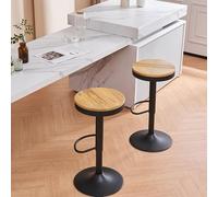 Kidol & Shellder Set di 2 sgabelli da bar in legno, regolabili in altezza, girevoli a 360°, in legno e metallo, per casa, cucina, bancone, bistrot