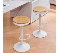 Kidol & Shellder Set di 2 sgabelli da bar in legno, regolabili in altezza, girevoli a 360°, in legno e metallo, per casa, cucina, bancone, bistrot
