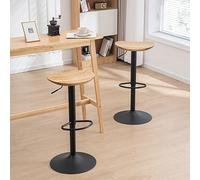 Kidol & Shellder Sgabelli da bar Set di 2 Sgabelli in Legno Massiccio Regolabili in Altezza a 360° con Base Girevole in Metallo Facili da Montare Piani di Lavoro Moderni e Industriali per la Cucina…