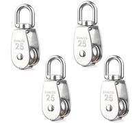 Kidoo 4 Pezzi 25 mm Puleggia Singolo Blocco Carrucole in 304 Acciaio Inox Singola Puleggia Gru Girevole Gancio Singola Ruolo Puleggia Carico - Argento