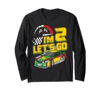 Kids 2nd Birthday Racing Car Gifts 2 Year Old Boys Party Maglia a Manica