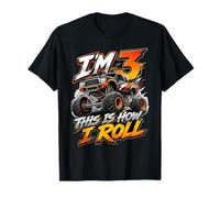 Kids 3rd Birthday Monster Truck 3 Yrs Old Boy Theme Party Maglietta