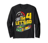 Kids 4th Birthday Racing Car Gifts 4 Year Old Boys Party Maglia a Manica