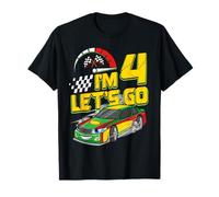 Kids 4th Birthday Racing Car Gifts 4 Year Old Boys Party Maglietta
