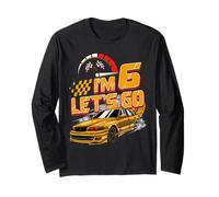 Kids 6th Birthday Racing Car Gifts 6 Year Old Boys Party Maglia a Manica