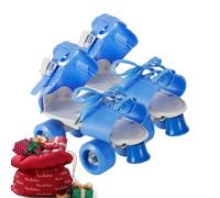 Kids Adjustable Quad Roller Skates - 4-Wheel Beginner Skating Shoes | Size | Length-Adjustable 9x17.5x20cm Durable PVC & PP Shell, 1700g Pair Design, Safe Dual-Row 4-Wheel Skates For & Beginner