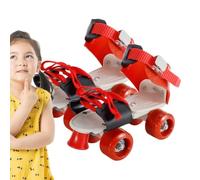 Kids Adjustable Quad Roller Skates - 4-Wheel Beginner Skating Shoes | Size | Length-Adjustable 9x17.5x20cm Durable PVC & PP Shell, 1700g Pair Design, Safe Dual-Row 4-Wheel Skates For & Beginner