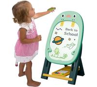 Kids Art Trailel - Supporto per bambini, Stand Art Board | Lavagna e lavagna magnetica bifacciale educativa, altezza regolabile bastone in legno con rotoli di carta, ciotole e accessori artistici