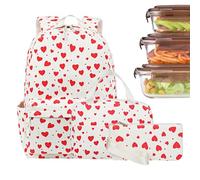 Kids Backpack, Corduroy Backpack Set, Includes Lunch Box and Pencil Case with 11,81 x 5,91 pollici, Stylish Knapsack for Women Girls Travel, Vacation, College, Camping, Sport, Outdoor Activities, a