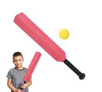 Kids Bat Ball Set - Toddler Bat Stump Ball for Learning Games | Non Toxics with Easy Grip, Educational Outdoor Sports Toy for Children Backyard Family Garden Play, 60x7.5x3.5cm Red Orange Blue Wood