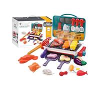 Kids Bbq Grill Playset, Sensory Pretend Barbecue Kit with Realistic Sizzling Sound and Light, Interactive Grill Toy for Toddler Boys and Girls, Indoor Outdoor Role Play Fun