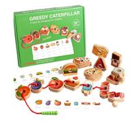 Kids Beads - 24.5x18x4cm Wooden Threading Toys | Interactive Threading Game Set | Stringing Educational Wooden Activities Sorting Development Learning For Ages 3 + Kids Boys Preschool Supplies