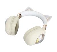 Kids Bluetooth Headphones RGB Lights Cat Ear, 20H Playtime, HiFi Stereo Khaki