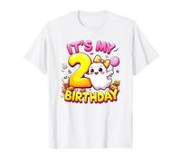 Kids Boo It's My 2nd Birthday Girl Cute Ghost Halloween Maglietta