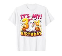 Kids Boo It's My 3rd Birthday Girl Cute Ghost Halloween Maglietta