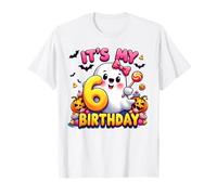 Kids Boo It's My 6th Birthday Girl Cute Ghost Halloween Maglietta