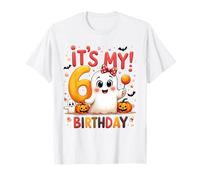 Kids Boo It's My 6th Birthday Girl Cute Ghost Halloween Maglietta
