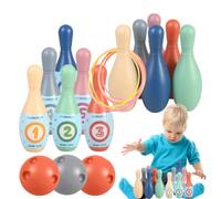 Kids Bowling Set - Toddler Game With 12 Pins, 3 Balls, And 6 Rings, Lightweight Safe Material, Fun Indoor Activity | Educational Toy For Boys Girls Ages 3-6, Birthday Party, Playroom