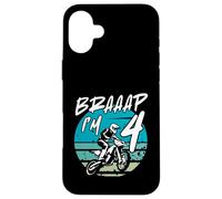 Kids Braaap Im 4 Dirt Bike 4th Birthday Bday Motocross Boys Custodia per iPhone 16 Plus