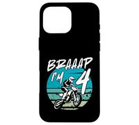 Kids Braaap Im 4 Dirt Bike 4th Birthday Bday Motocross Boys Custodia per iPhone 16 Pro Max