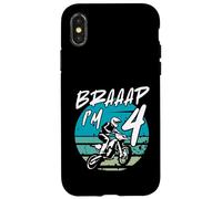 Kids Braaap Im 4 Dirt Bike 4th Birthday Bday Motocross Boys Custodia per iPhone X/XS