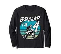 Kids Braaap Im 4 Dirt Bike 4th Birthday Bday Motocross Boys Maglia a Manica
