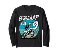 Kids Braaap Im 9 Dirt Bike 9th Birthday Bday Motocross Boys Maglia a Manica