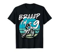 Kids Braaap Im 9 Dirt Bike 9th Birthday Bday Motocross Boys Maglietta