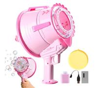 Kids Bubble Machine | ABS Handheld Air Cannon Bubble Effect Outdoor Interactive Blowing Toy Portable Summer Activity Launcher | Boys Girls Backyard Beach Picnic Birthday Holiday Party Ca
