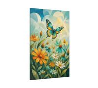 Kids Butterfly Meadow Canvas Print Wall Art - Room Decor, Feature 32×48 inch (80×120 cm) - Vertical / 1.25 inch (3 cm)