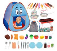 Kids Camping Tent Playset - Kit da campeggio giocattolo con attrezzatura da cucina, lanterna e oggetti di cibo | portatile per i più piccoli, set di giochi per ragazzi per ragazzi e ragaz