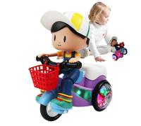 Kids Car Toy, Electric Tricycle Toys Vehicle, 360 Degree Rotating Music Game, Cool Lights and Dynamic Sound, Good for Preschool Home School Travel Playtime Use, ABS Material