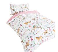 Kids Club Set Copripiumino con Federa per Letto Singolo, Motivo Cavalli, Ideale per Bambine