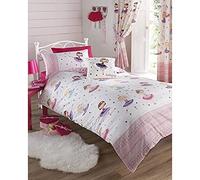 Kids Club Set per Il Letto delle Bambine Composto da 2 pezzi: Copripiumino Singolo Rosa con Immagini di Ballerine e Federa