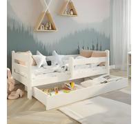 Kids Collective Lettino 80x160 cm Letto per bambini Letto per ragazzi Letto junior | Con sponda di protezione e cassetto | Robusto legno di pino | 80×160 cm da 3 a 10 anni | Bianco