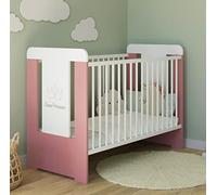 Kids Collective Lettino con sponde e incisione Piccola Principessa 60x120 regolabile in altezza | sponde rimovibili bianco rosa bambina Made in Europe | dalla nascita fino ai 3 anni