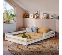 Kids Collective Lettino per bambini letto a terra 120x200 cm con anticaduta e rete a doghe Lettino Montessori bianco letto singolo altre misure | 80x160 I 90x190 I 90x200 I 140x200 cm