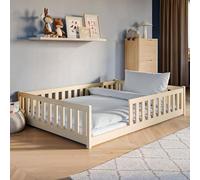 Kids Collective Letto a terra per bambini 140 x 200 cm con protezione anticaduta e rete a doghe Letto Montessori Letto per ragazzi naturale Altre misure 80 x 160 cm 90 x 200 cm 120 x 200 cm