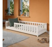 Kids Collective Letto a terra per bambini 90x190 cm con protezione anticaduta e rete a doghe Letto Montessori Letto a sponde Letto per bambini e ragazzi Letto singolo | Cotone | dai 3 ai 12 anni