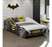 Kids Collective Letto ad Auto 70x140 cm Letto per Bambini con Sponda di Sicurezza e Rete a Doghe | Letto Giocattolo per Bambini nero Batman Batmobile Bat Car | Ideale per bambini a partire da 2 anni