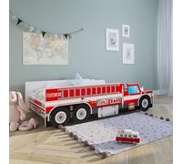 Kids Collective Letto auto 80x160 cm letto gioco per bambini con protezione anticaduta e rete a doghe 80x160 vigili del fuoco letto auto per bambini da 3 a 10 anni