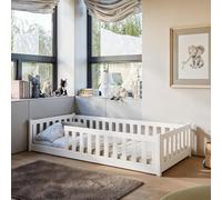 Kids Collective Letto Montessori da terra 80 x 180 cm con protezione anticaduta e rete a doghe Bianco Altre misure 80 x 160 cm 90 x 200 cm 120 x 200 cm 140 x 200 cm