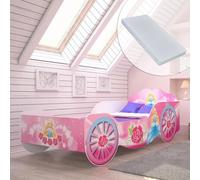 Kids Collective Letto per bambini Carrozza letto per ragazze 80x160 | 70x140 con anticaduta e materasso | Lettino da gioco per bambini Princess 160x80cm